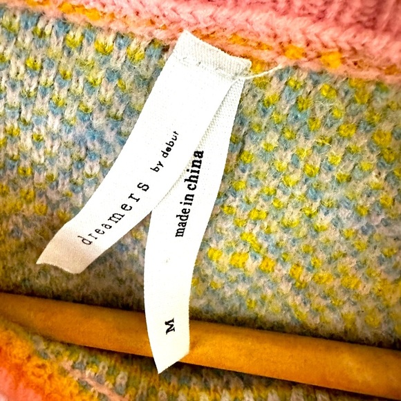 3 for $20 🌸 Dreamers Pink and Yellow Crew Neck Sweater Artistic Design - Picture 2 of 7